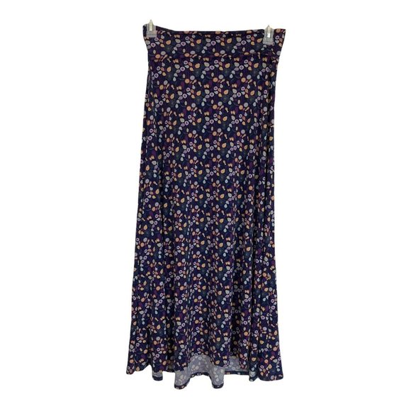 Lularoe Womens XS A-Line Maxi Skirt Purple Colorful Designs Stretch - Picture 1 of 5